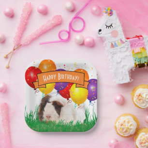 Happy Birthday Cute Guinea Pig Party Balloons Paper Plate