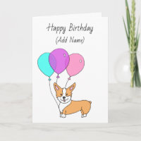 Happy Birthday Cute Hand Drawn Corgi