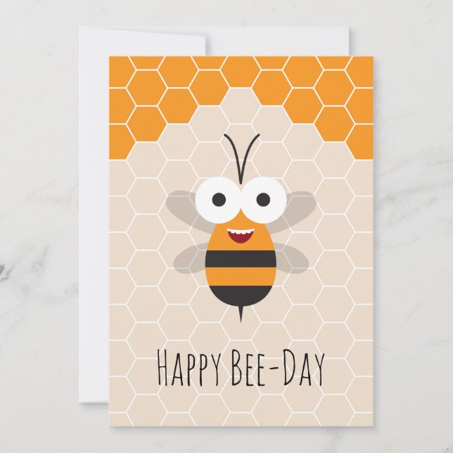 Happy Birthday Cute Honey Bee Honeycomb Card (Front)