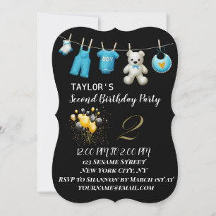 Happy birthday cute kids invitation black elegant