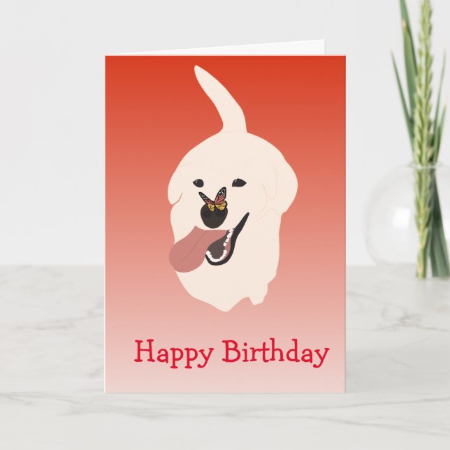 Happy Birthday Cute Labrador Golden Retriever Card (Front)
