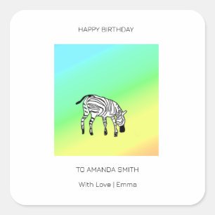 Happy Birthday, Cute Little Kenyan Zebra Square Sticker