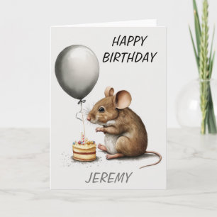 Happy Birthday Cute Mouse Personalised Card