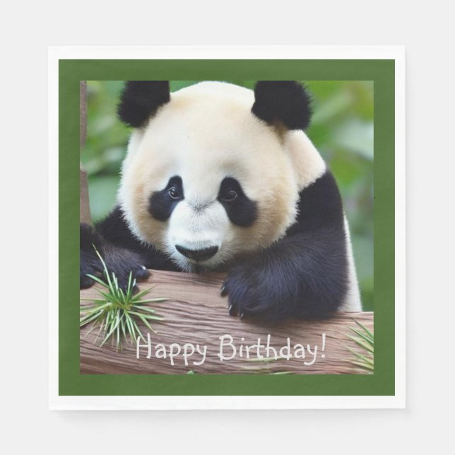 Happy Birthday Cute Panda Bear Napkin (Front)