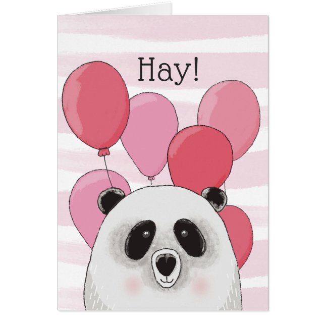 Happy birthday. Cute panda. Pink kids animal card (Front)