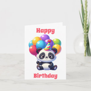 Happy Birthday Cute Panda with Balloons Card