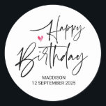 Happy Birthday Cute Party Gifts for Family Friends Classic Round Sticker<br><div class="desc">Your wedding will be a sparkling and sophisticated affair, so it is only fitting you express that sophistication in every detail of your special day right down to the smallest personalized touches. Stylish and beautiful these personalized wedding thank you tags are perfect for wedding favors or as envelope seals on...</div>