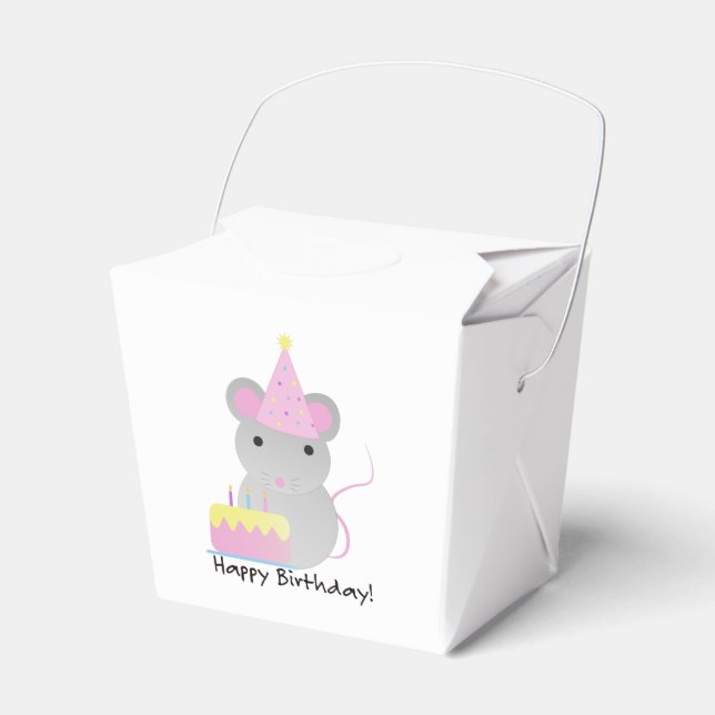 Happy Birthday Cute Party Mouse Favour Box (Front Side)
