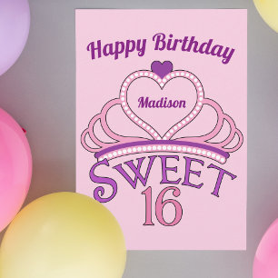 Happy Birthday Cute Personalised Sweet Sixteen Card