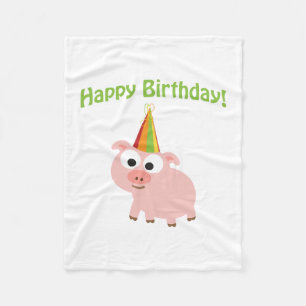 Happy Birthday! Cute Pig Fleece Blanket