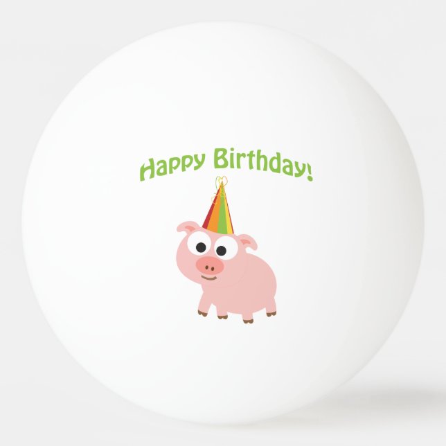Happy Birthday! Cute Pig Ping Pong Ball (Front)