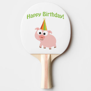 Happy Birthday! Cute Pig Ping Pong Paddle
