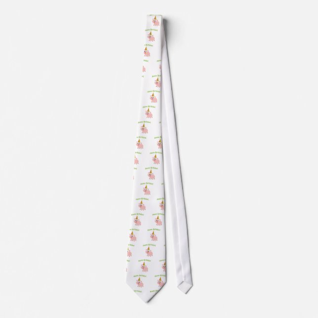 Happy Birthday! Cute Pig Tie (Front)