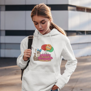 Happy Birthday Cute Puppy with Balloons and Cake Hoodie