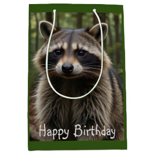 Happy Birthday Cute Raccoon Medium Gift Bag
