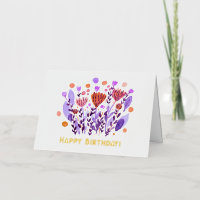 Happy Birthday Cute retro doodle flowers