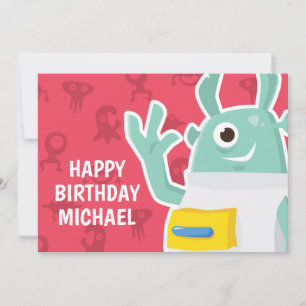 Happy Birthday   Cute Scary Monster Card