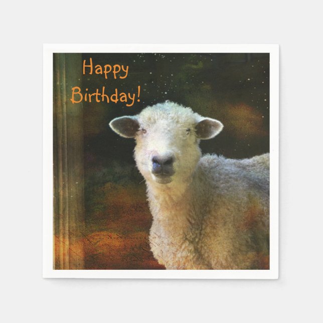 Happy Birthday Cute Sheep Napkin (Front)