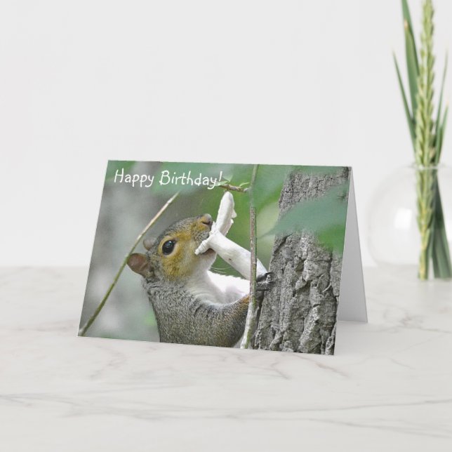 Happy Birthday Cute Squirrel Card (Front)