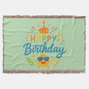 Happy Birthday Cute Sunshine Throw Blanket