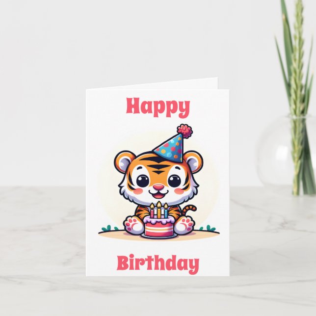 Happy Birthday Cute Tiger Cub  Card (Front)