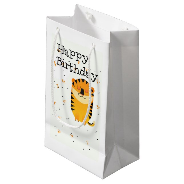 Happy birthday cute tiger small gift bag (Front Angled)