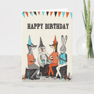 Happy Birthday - Cute Woodland Animals Greetings Card