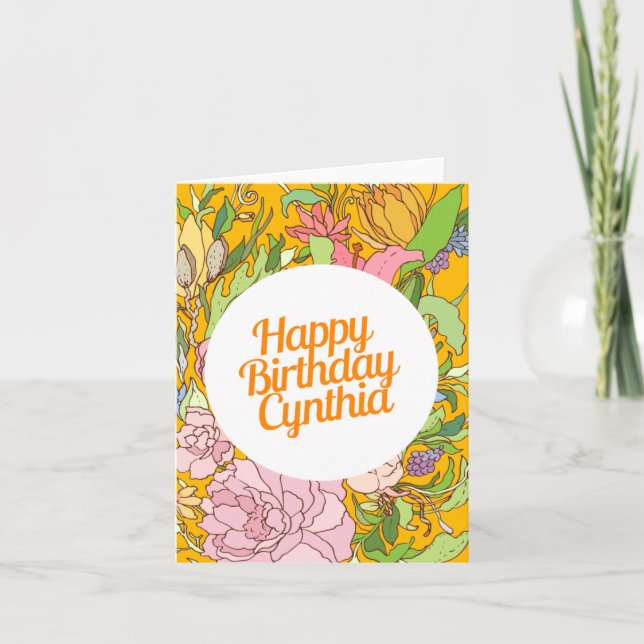 Happy Birthday Cynthia | Floral Birthday Card (Front)