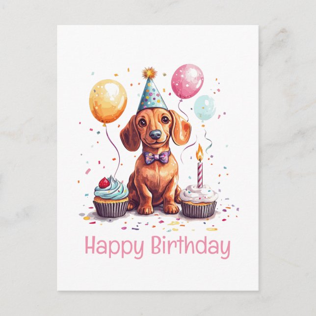 Happy Birthday Dachshund Dog  Postcard (Front)