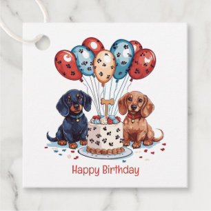 Happy Birthday Dachshund Dogs Favour Tags