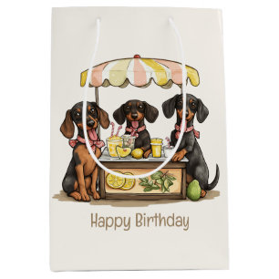 Happy Birthday Dachshund Dogs Lemonade Stand Medium Gift Bag