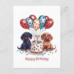 Happy Birthday Dachshund Dogs Postcard