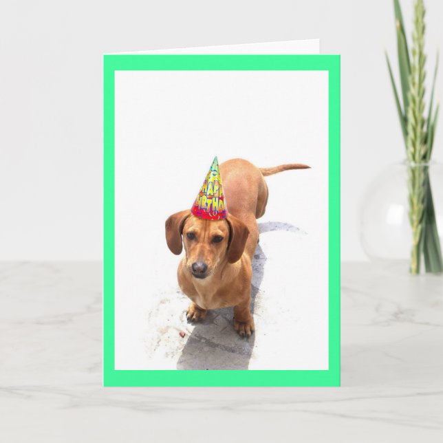 Happy Birthday Dachshund Greeting Card (Front)