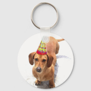 Happy Birthday Dachshund Keychain
