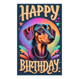 Happy Birthday Dachshund Photo Print
