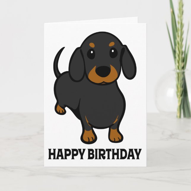 Happy Birthday Dachshund Puppy Dog Note Card (Front)