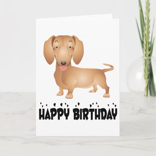 Happy Birthday Dachshund Puppy Dog Note Card (Front)