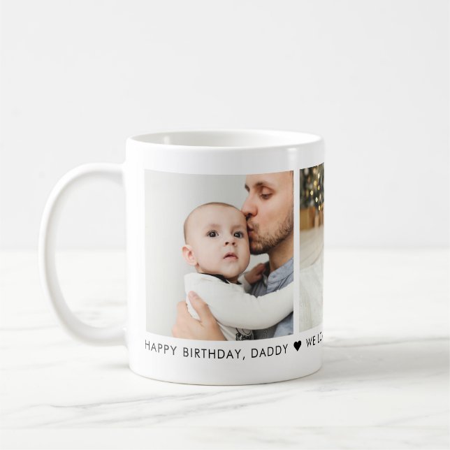 Happy Birthday Dad 3 Photo Personalised Coffee Mug (Left)