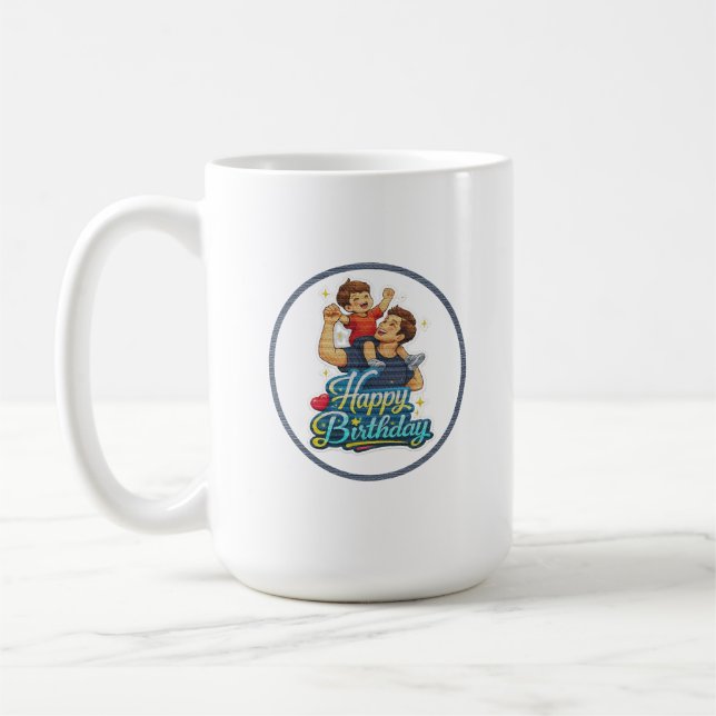 Happy Birthday Dad and Son Coffee Mug (Left)