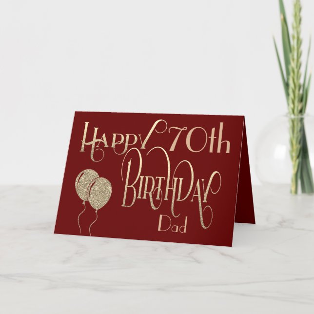 Happy Birthday Dad Any Age and Name Burgundy Gold Card (Front)