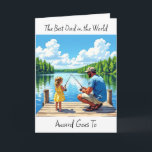 Happy Birthday Dad | Father Fishing with Daughter Card<br><div class="desc">A sentimental Happy Birthday card for dad. A sweet illustration of a dad fishing with his daughter off a pier on a lake.</div>