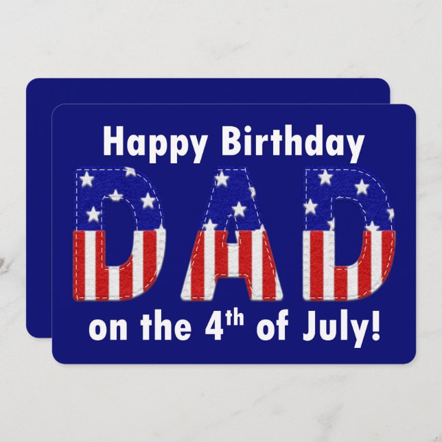 Happy Birthday Dad Felt Look 4th of July (Front/Back)