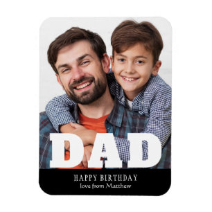 Happy Birthday Dad Modern Personalised Photo Magne Magnet