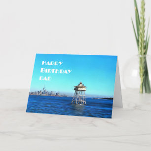Happy Birthday Dad Over Ocean Lighthouse Card