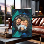 Happy Birthday Dad | Photo Template<br><div class="desc">A sentimental photo card. A birthday card that you can upload your favourite photo to,  along with text,  "Happy Birthday Dad" and "we love you." Green and blue abstract background.</div>