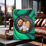 Happy Birthday Dad | Photo Template<br><div class="desc">A sentimental photo card. A birthday card that you can upload your favourite photo to,  along with text,  "Happy Birthday Dad" and "we love you." Green and black  abstract background.</div>