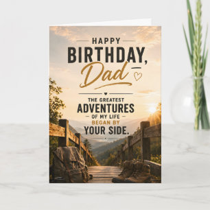 Happy Birthday Dad Quote Rustic Adventure Card
