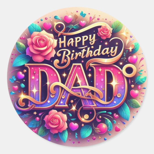 Happy Birthday Dad Sticker  (Front)