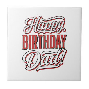 Happy Birthday Dad Vintage Typography Shirt Design Tile