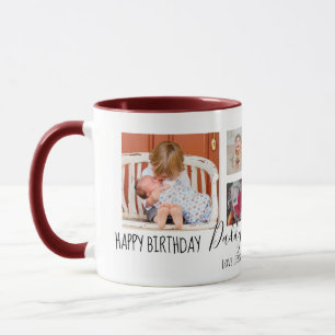 Happy Birthday Daddy 6 Photo Collage White Mug